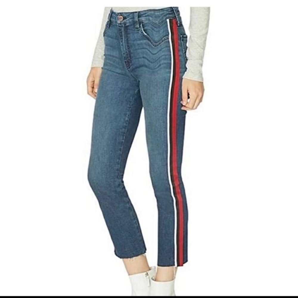 SANCTUARY CROPPED JEANS W/RED/BLACK/WHITE SIDE PIPING - SZ 30 - EUC